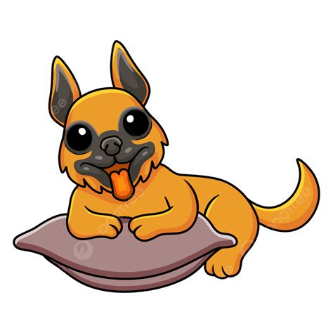 Cute German Shepherd Dog Cartoon On The Pillow, Hound, Doggy, Puppy PNG ...
