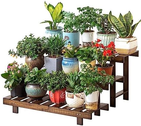 UHUD CRAFTS 3-Tier Wooden Plant Stand, Pot Stand, 3-Step Plant Holder ...
