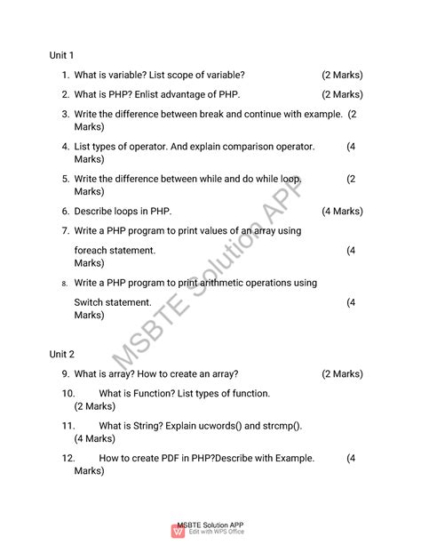 PHP IMP - Unit 1 1. What is variable? List scope of variable? (2 Marks ...