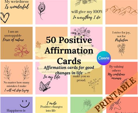 50 Positive Affirmation cards| Affirmation cards| Printable affirmation ...