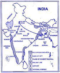 8. Locate the following in outline map of India. a) Chennai b) Delhi c ...