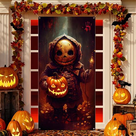 Amazon.com : Halloween Door Cover 35”*70”Halloween Pumpkins Door ...