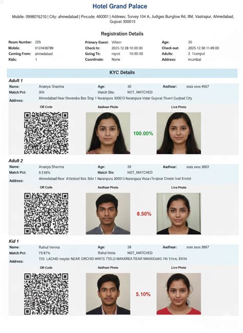 Offline Aadhaar QR Based Paperless Hotel Check-In KYC with Face Match ...