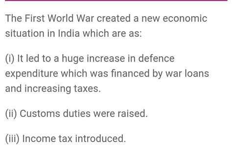 How did the 1st world war create a new economy situation in india ...