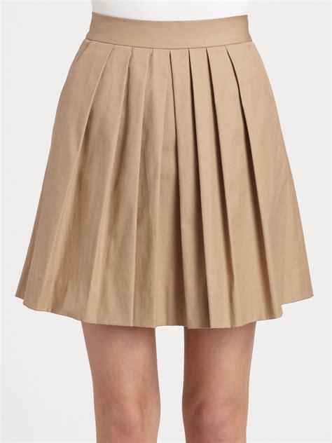 Dkny Pleated Skirt in Natural | Lyst