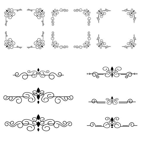 Classic ornament frame, vintage border set premium vector | Premium Vector