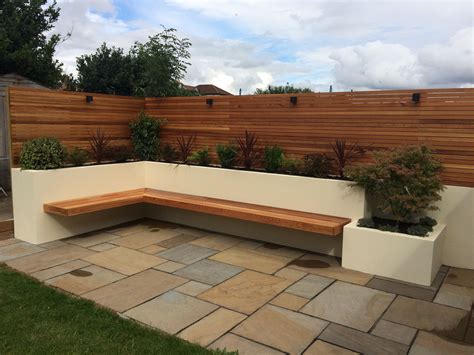 Raised beds floating corner seat | Courtyard gardens design, Garden ...