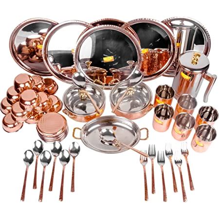 Shri & Sam Stainless Steel Gold Dinner Set with PVD Coating (3 People ...