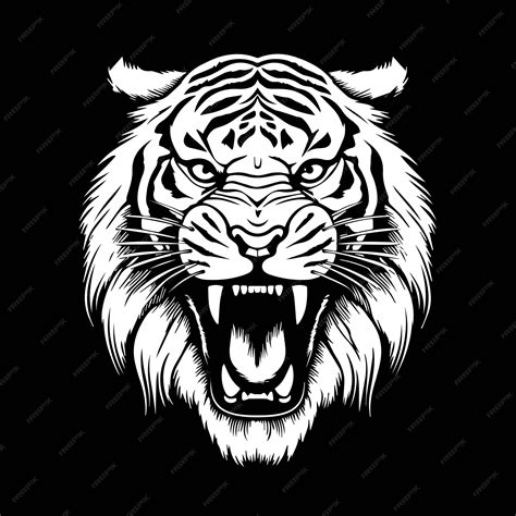 Premium Vector | Tiger face black white icon sticker logo vector art ...