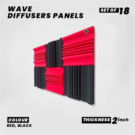 Wave Diffusers Panels - Set of 18 | 1 Sqft, 2" Thick | 50 Density | Pr ...
