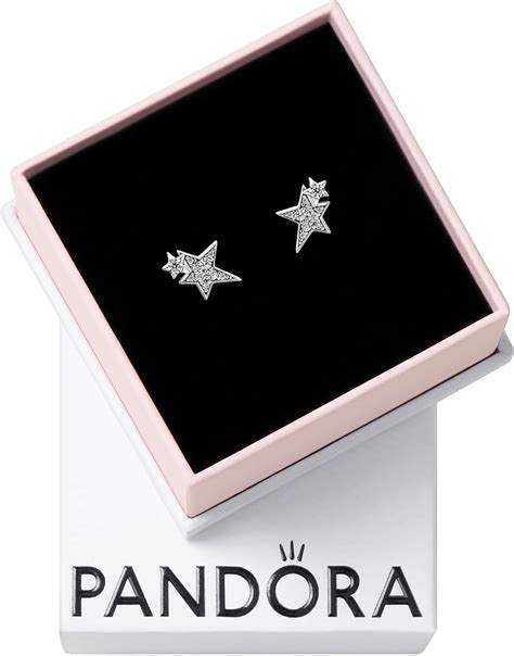 Amazon.com: PANDORA Sparkling Asymmetric Stars Stud Earrings ...