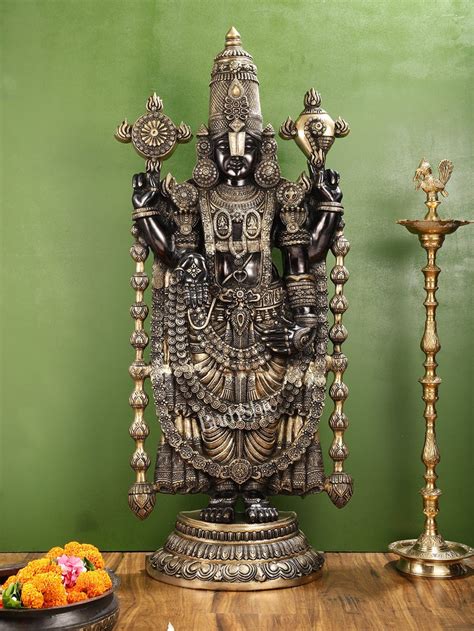 Buy Antique Brass Black Tirupati Balaji Idol | Lord Venkateshwara | 48 ...