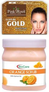 PINKROOT Gold Bleach 50gm and Biocare Orange Scrub 500ml Price in India ...
