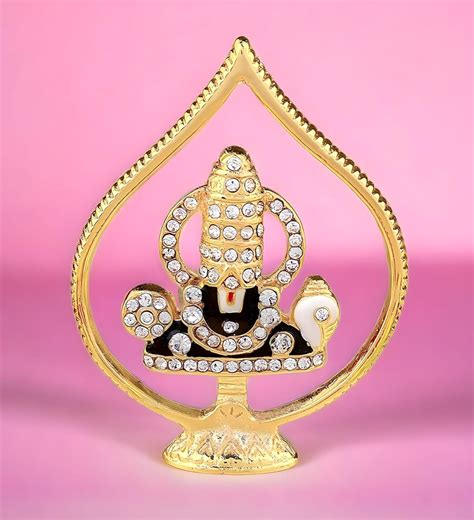 Buy ARNAVIRA® Gold Plated with Stone Metal Tirupati Balaji Idol Statue ...
