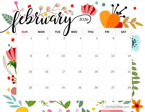 Free February 2026 Printable Calendars | EntheosWeb
