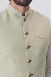 Buy Green Cotton Woven Nehru Jacket For Men by Gaurav Katta Online at ...