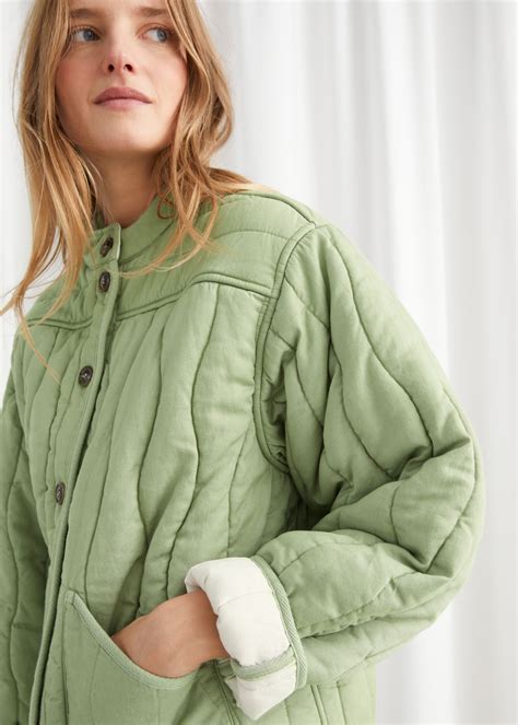 Reversible Lyocell Linen Quilted Jacket - Green White - Jackets - Other ...