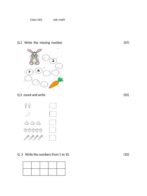 Image result for Lkg Math Test