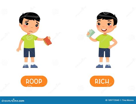 RICH and POOR Antonyms Word Card Vector Template. Opposites Concept ...