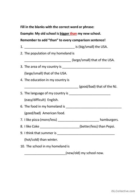 Image result for Comparison Test Worksheets