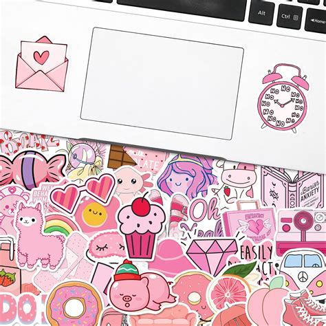 Buy 200 PCS Cute Pink Stickers, Aesthetic Stickers for Girls, Vinyl ...