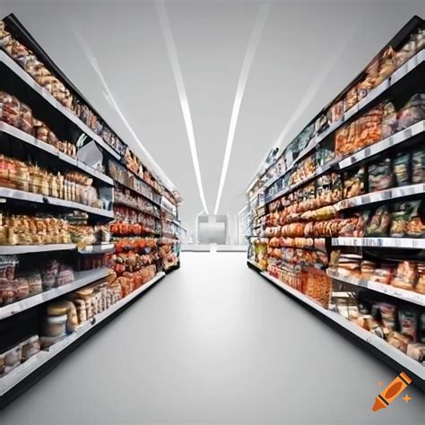 Illustration of grocery store aisles on Craiyon