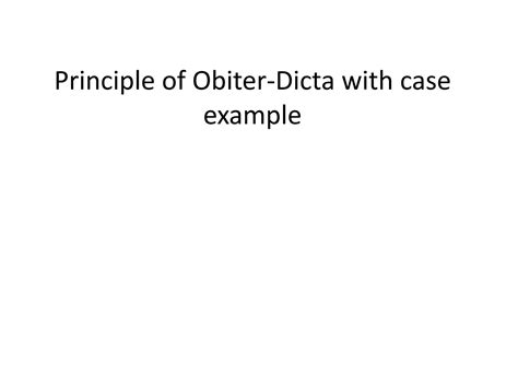 SOLUTION: Principle of obiter dicta with case examples - Studypool