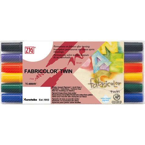 Zig Fabric Color Fabric Marker (TC-4000/6VA) Twin 6 color set A Tip for ...