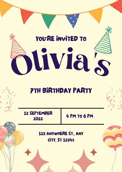 Printable Kid's Birthday Invitation Template
