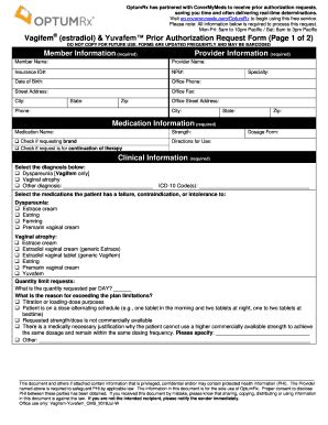 Fillable Online () & Yuvafem Prior Authorization Request Form (Page 1 ...