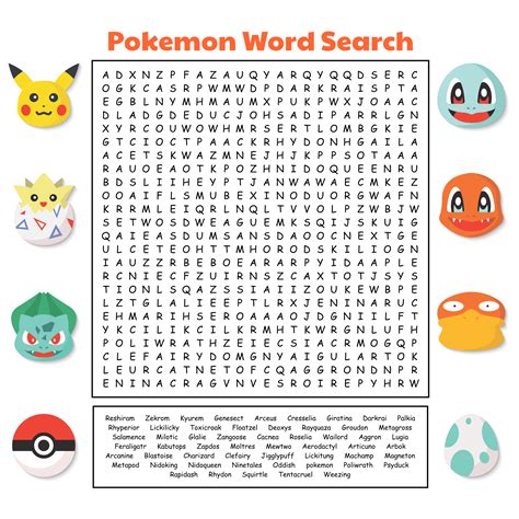 Pokemon Word Search Printable - Printable Templates