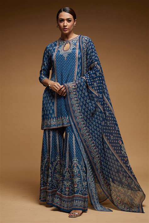 Buy Blue Color Sharara from nirraamyaa