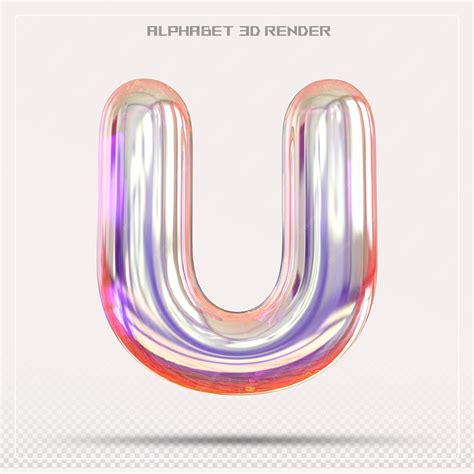 Premium PSD | Bubble letter u font gradient alphabet 3d render