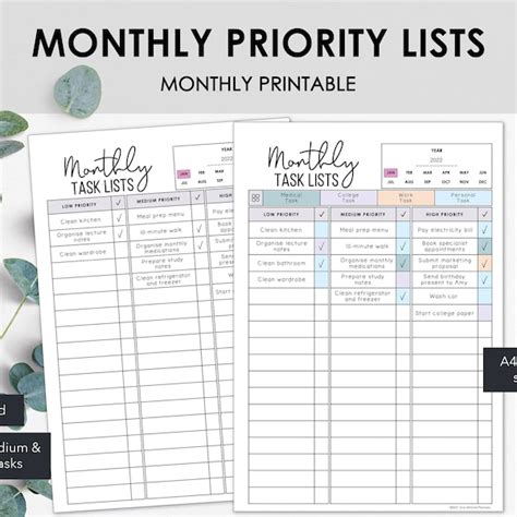 Monthly Task Planner - Etsy
