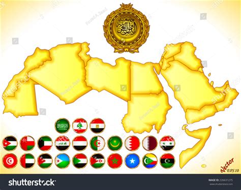 Arab World Map Flags Stock Vector 226631275 - Shutterstock