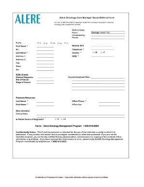 Fillable Online Alere Oncology Care Manager Nurse Referral Form ...