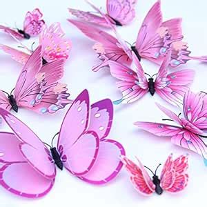 JAAMSO ROYALS Light Pink 3D Magnet Butterefly Butterfly Stickers for ...