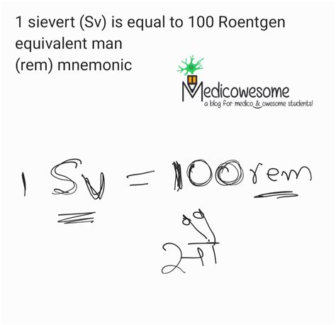 Medicowesome: Sievert and Roentgen equivalent man mnemonic 1 Sv = 100 rem