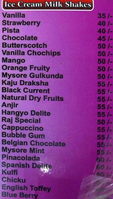Menu at Hangya Ice Cream, Mysuru