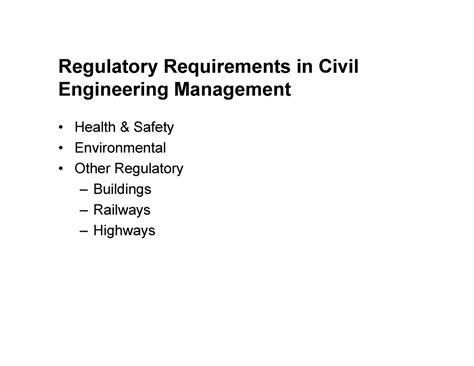 Civil engineering management security - Regulatory Requirements in ...