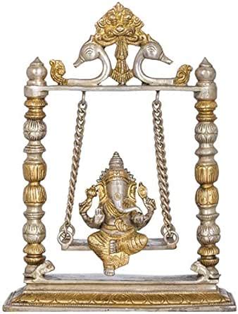 Buy Exotic India Ganesha on a Swing (Altar Piece) - Brass Statue ...