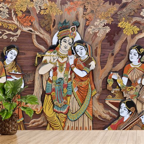 Premium Radha Krishna Wallpaper for Temple Room | HD Self Adhesive ...