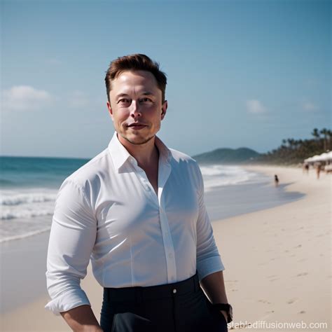 Elon Musk's Beach Visit | Stable Diffusion Online