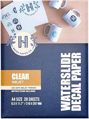 Hayes Paper Co.,Waterslide Decal Paper Inkjet Clear 20 Sheets Premium ...