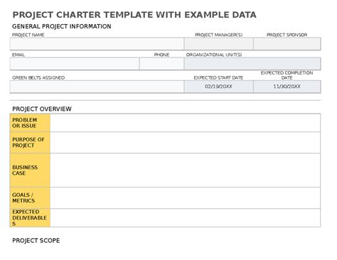 Image result for Project Charter Template Example