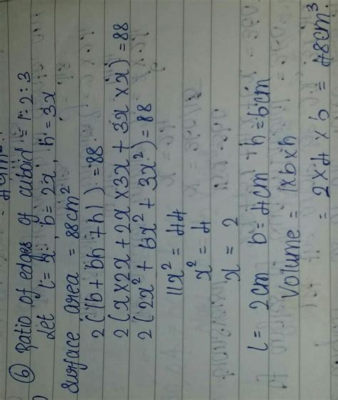 The edges of a cuboid are in the ratio 1:2:3 and it's surface area is ...