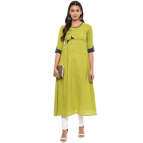 Embellished A-line Kurta (Green) – Yash Gallery