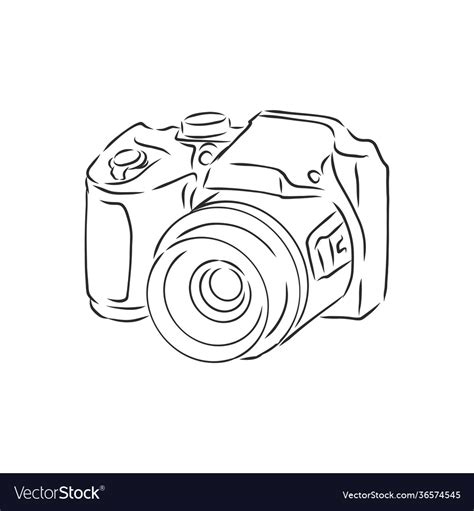 Dslr camera with brushwork sketch Royalty Free Vector Image