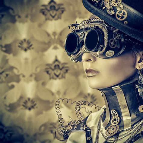 Download wallpaper girl, style, wire, hat, glasses, steampunk, section ...