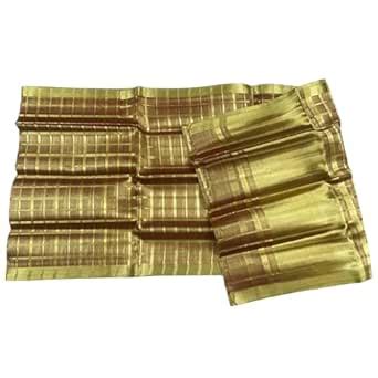 Royal Textiles Men's Tissue Silk Golden Zari Checks Doria Groom Safa ...